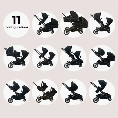 My Babiie MB33 Twin Travel System - Black Leopard