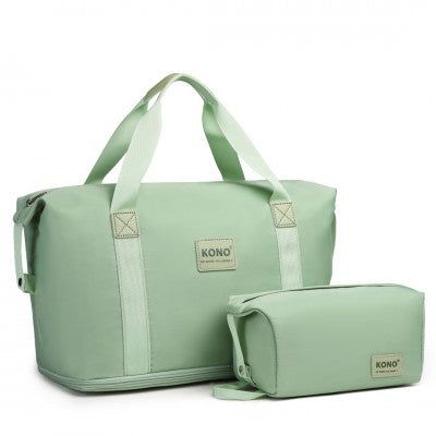 Mama & Baby Two Piece Expandable Waterproof Travel/Hospital Duffel Bag Set (Available in Apple Green/Beige/Pink/Navy/Blue/Purple) - Little Lug