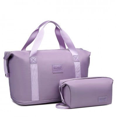 Mama & Baby Two Piece Expandable Waterproof Travel/Hospital Duffel Bag Set (Available in Apple Green/Beige/Pink/Navy/Blue/Purple) - Little Lug