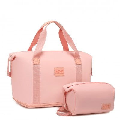 Mama & Baby Two Piece Expandable Waterproof Travel/Hospital Duffel Bag Set (Available in Apple Green/Beige/Pink/Navy/Blue/Purple) - Little Lug