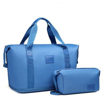 Mama & Baby Two Piece Expandable Waterproof Travel/Hospital Duffel Bag Set (Available in Apple Green/Beige/Pink/Navy/Blue/Purple) - Little Lug