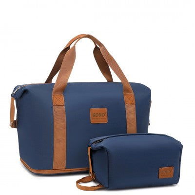 Mama & Baby Two Piece Expandable Waterproof Travel/Hospital Duffel Bag Set (Available in Apple Green/Beige/Pink/Navy/Blue/Purple) - Little Lug