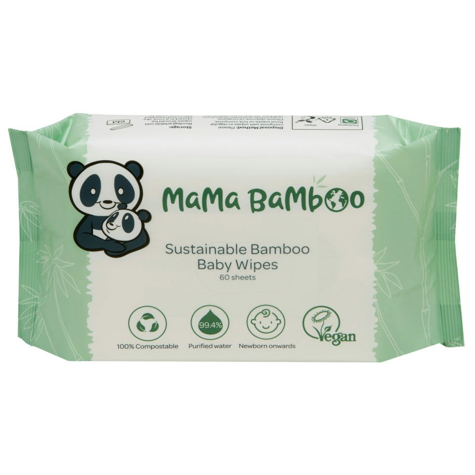 Mama Bamboo Sustainable Baby Wipes (Available as Single Pack or Pack of 12) - Little Lug