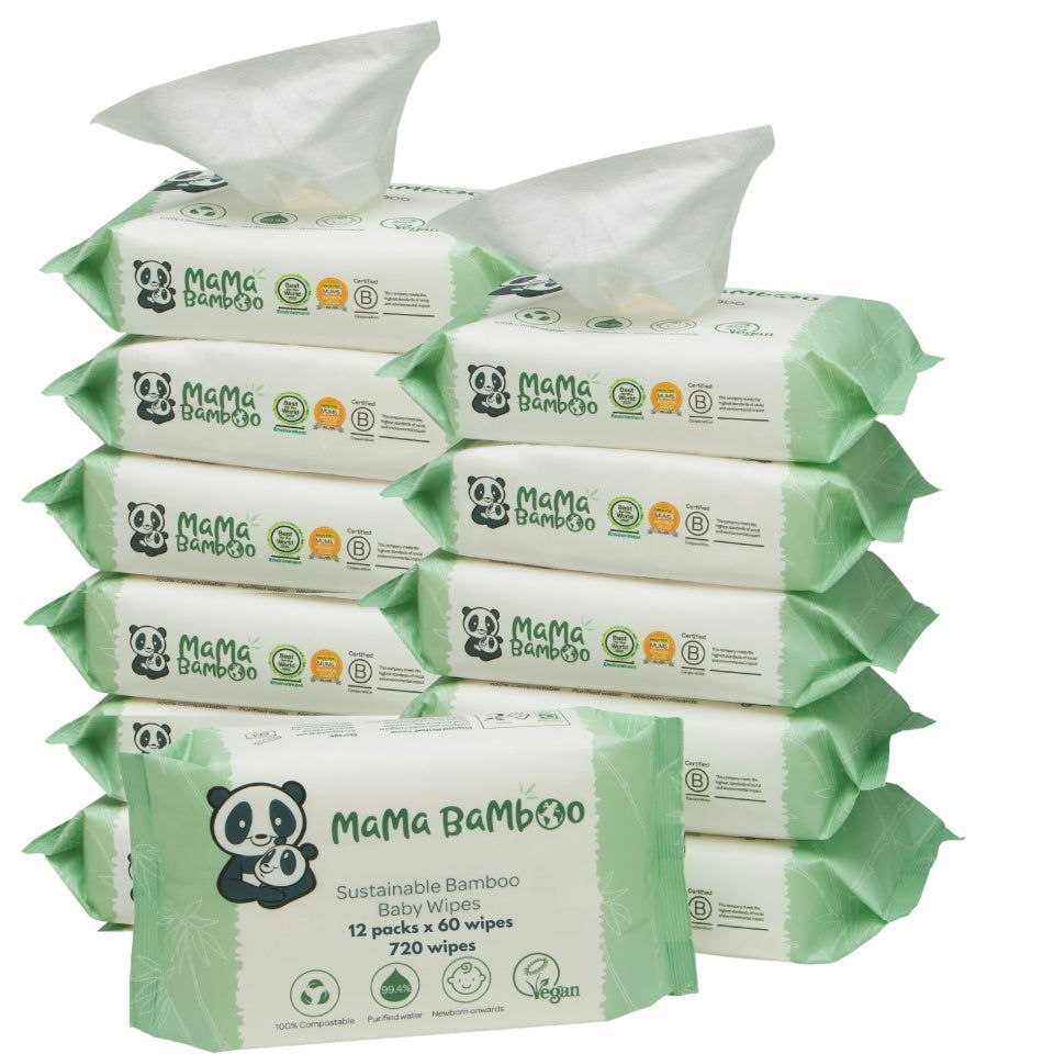 Mama Bamboo Sustainable Baby Wipes (Available as Single Pack or Pack of 12) - Little Lug