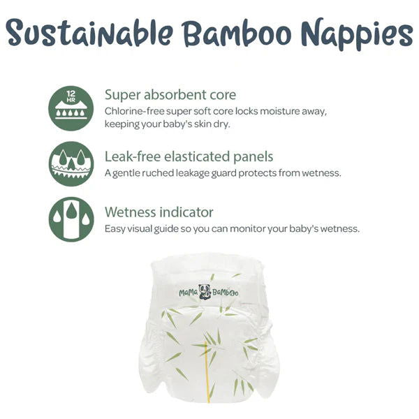 Mama Bamboo Sustainable Nappies (Available in Size 0/1/2/3/4/5) - Little Lug