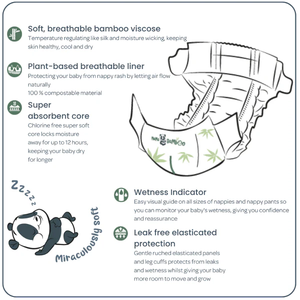 Mama Bamboo Sustainable Nappies (Available in Size 0/1/2/3/4/5) - Little Lug