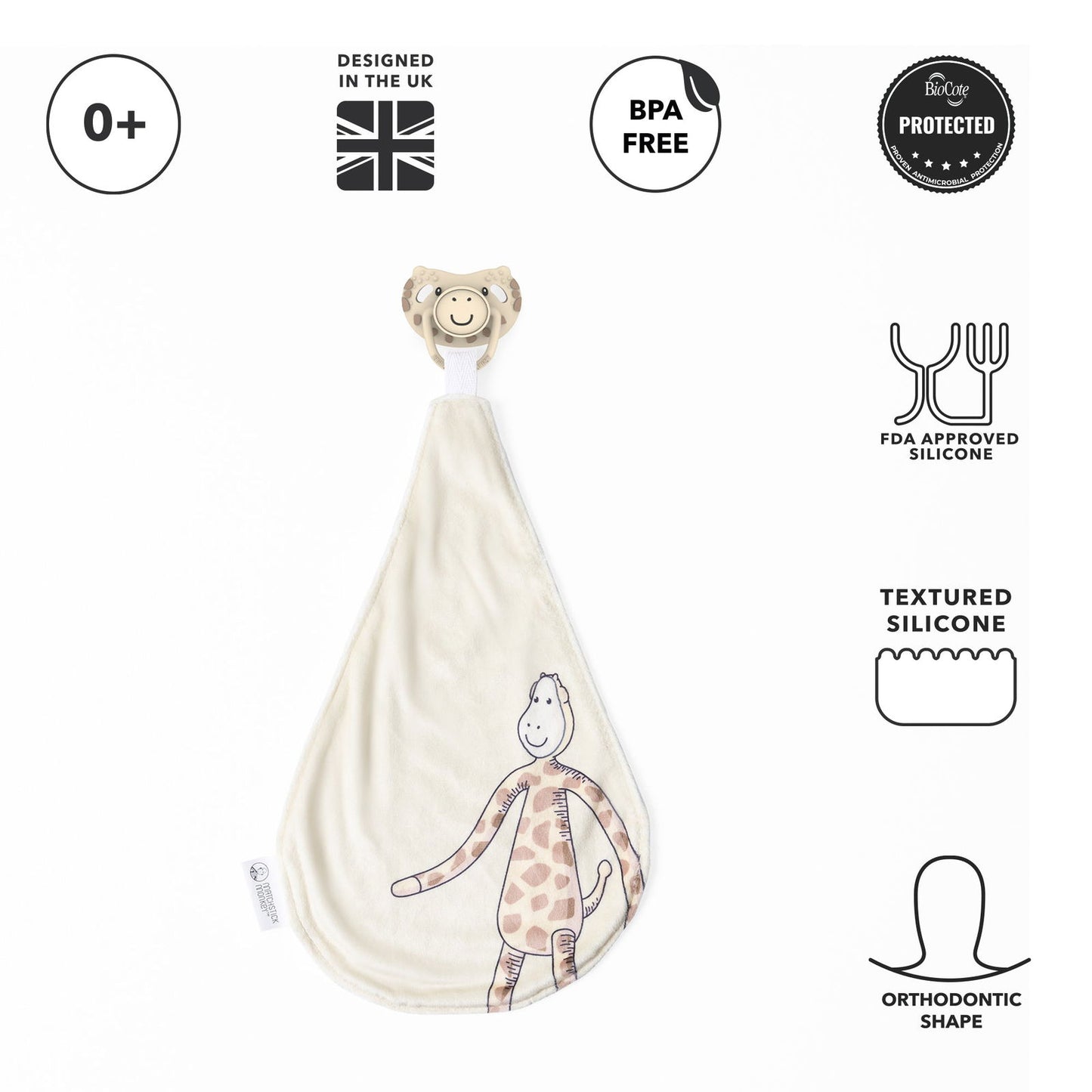 Matchstick Monkey All-In-1 Soother & Comforter (Giraffe) - Little Lug