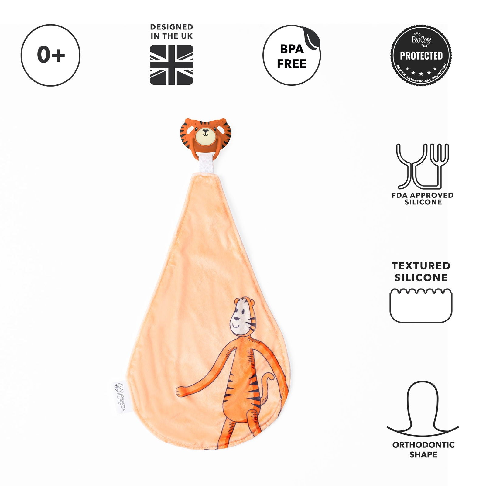 Matchstick Monkey All-In-1 Soother & Comforter (Tiger) - Little Lug