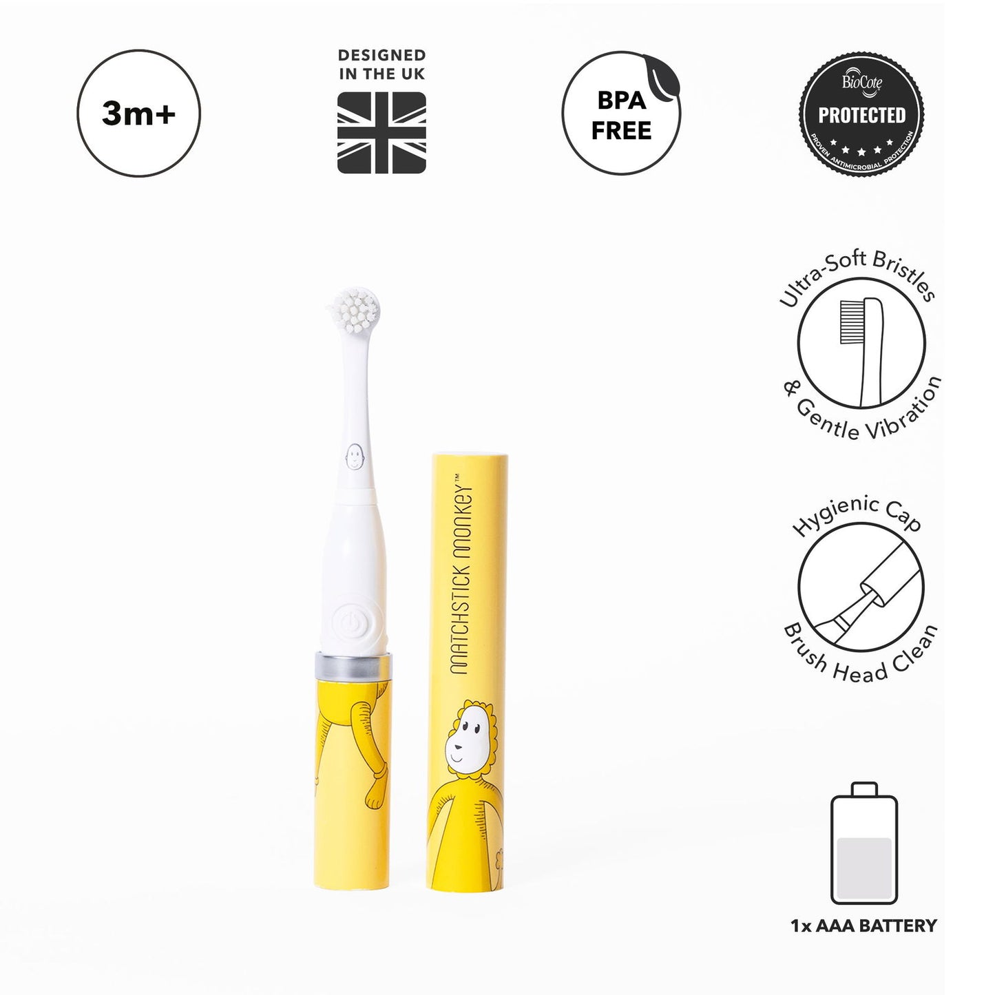 Matchstick Monkey Baby Electric Sonic Toothbrush (Available in Lion/Monkey/Giraffe Characters) - Little Lug
