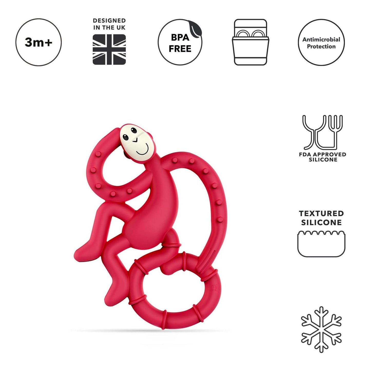 Matchstick Monkey Mini Monkey Teether (Rubine) - Little Lug