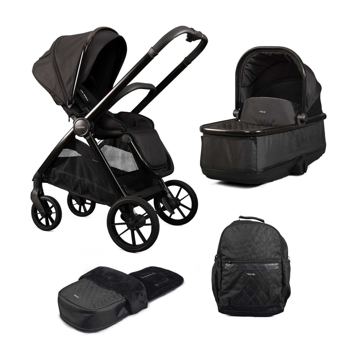 Mee-Go Cocoon Pushchair Bundle with Accessories - Liquorice