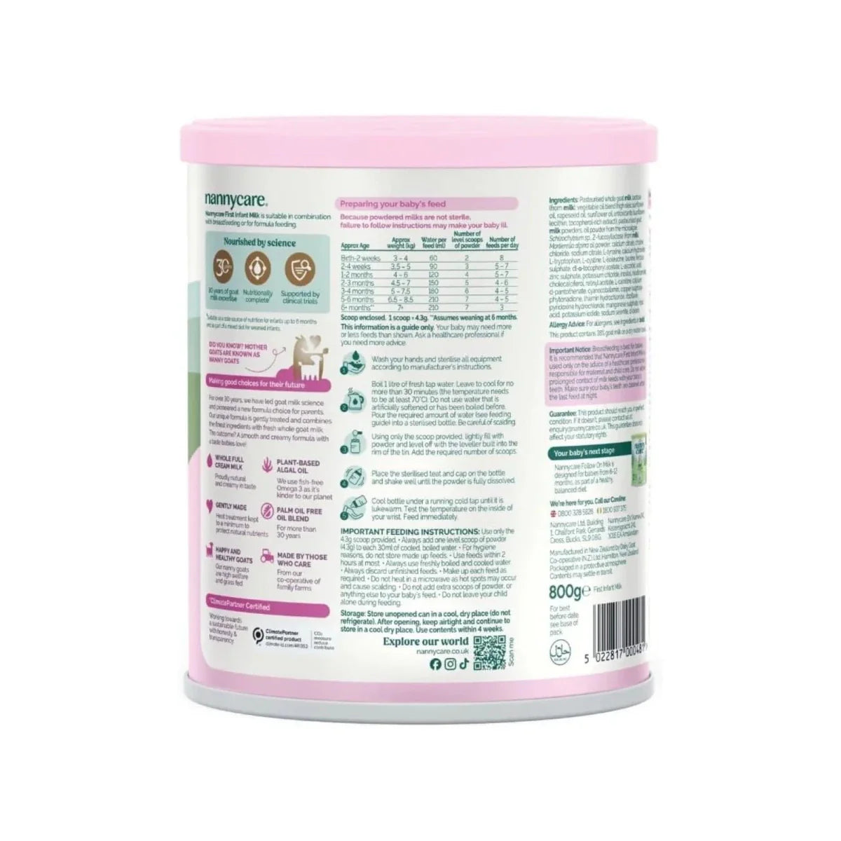 Nannycare Stage 1 Goat First Infant Goat Milk Formula 800g