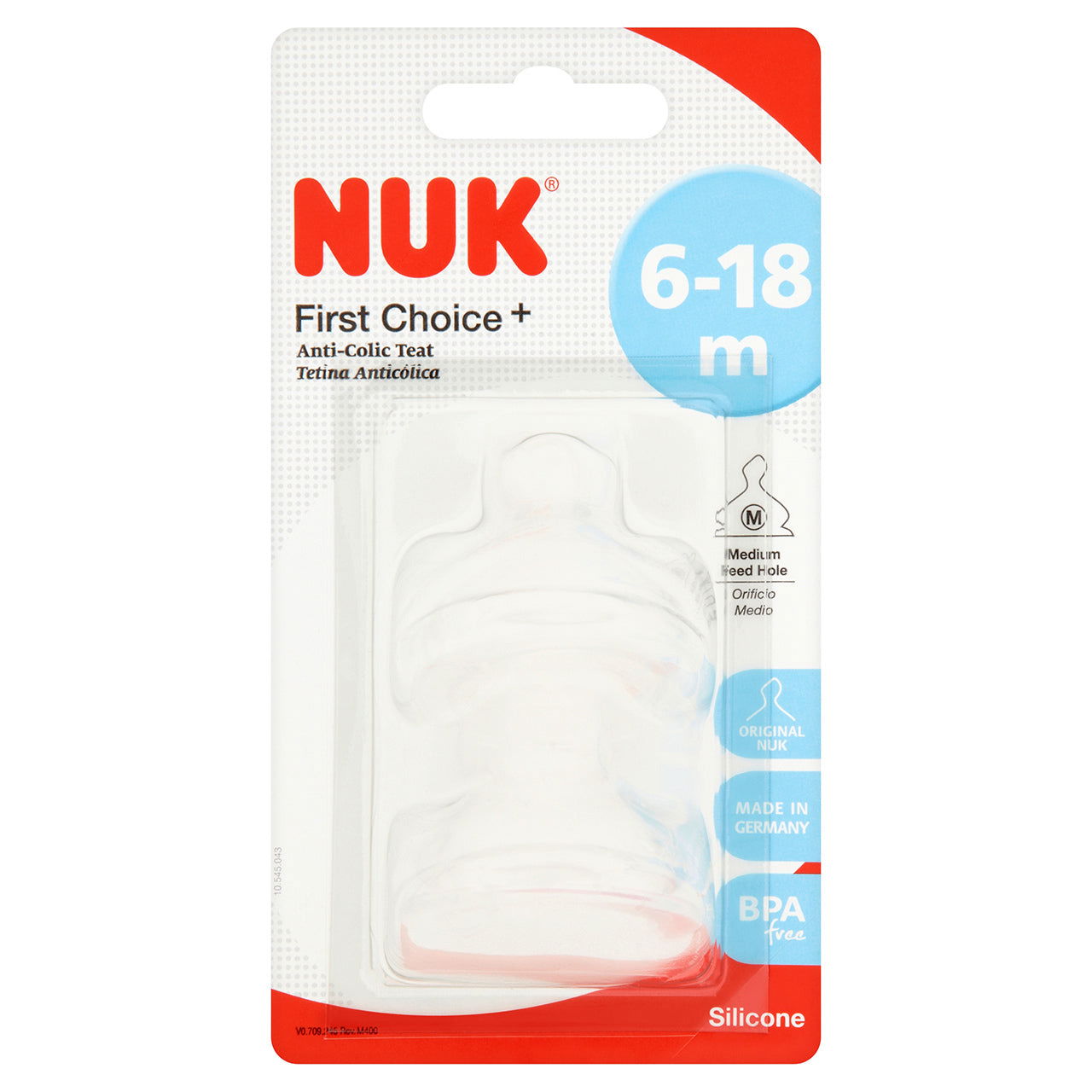 NUK Size 2 Silicone Teat (Medium Hole) - Pack of 2 - Little Lug