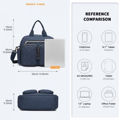 Navy Functional Baby Changing Shoulder Bag - Little Lug