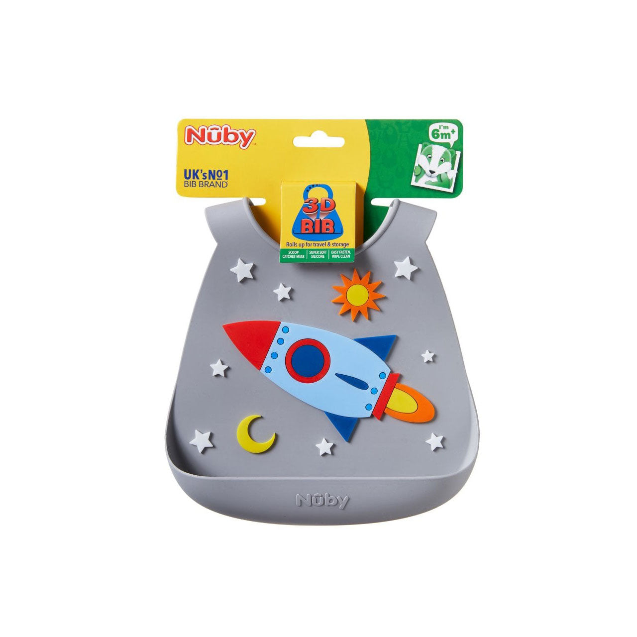 Nuby 3D Silicone Bib - Assorted Designs (Pack of 1) - Little Lug