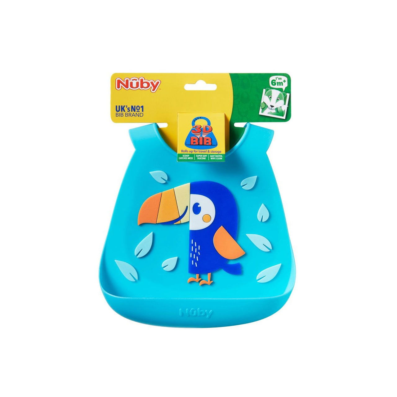 Nuby 3D Silicone Bib - Assorted Designs (Pack of 1) - Little Lug