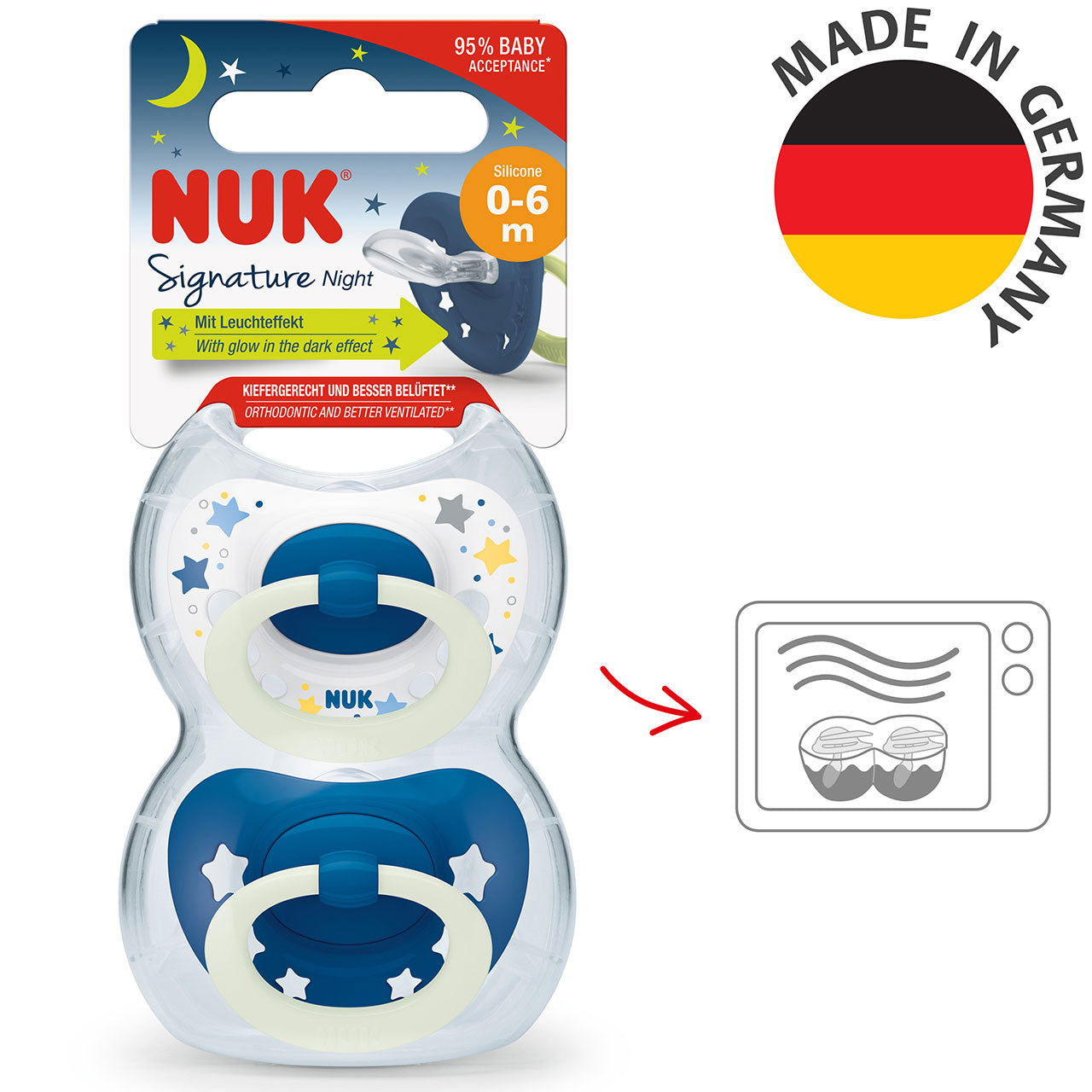 Nuk Signature Night Soother Size 1 - Boy (Pack of 2) - Little Lug