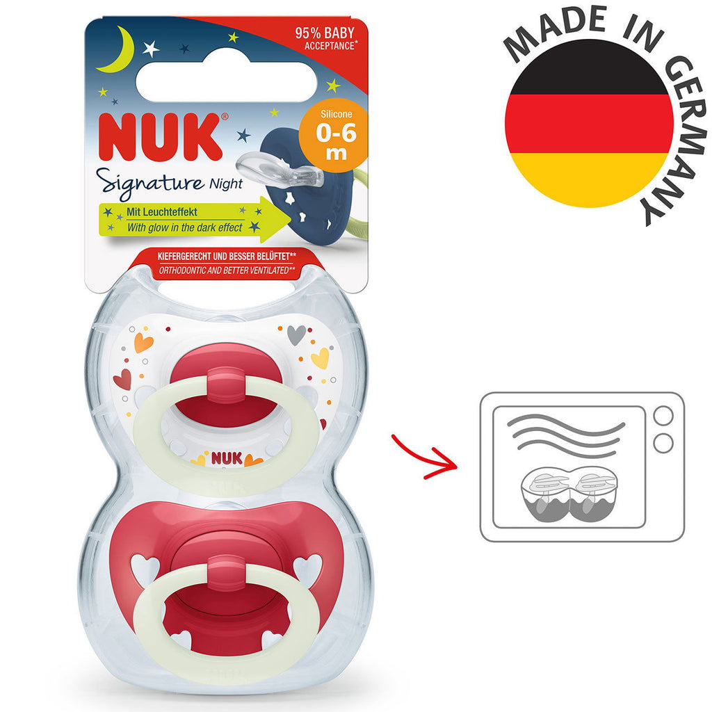 Nuk Signature Night Soother Size 1 - Girl (Pack of 2) - Little Lug