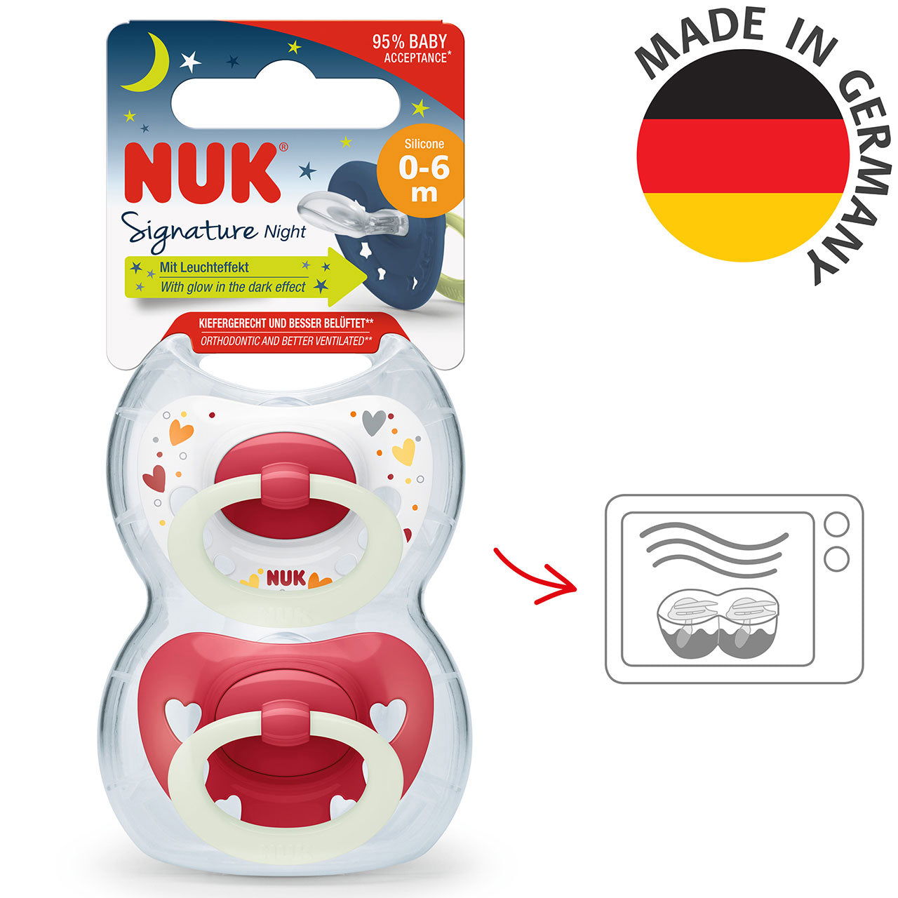 Nuk Signature Night Soother Size 1 - Girl (Pack of 2) - Little Lug