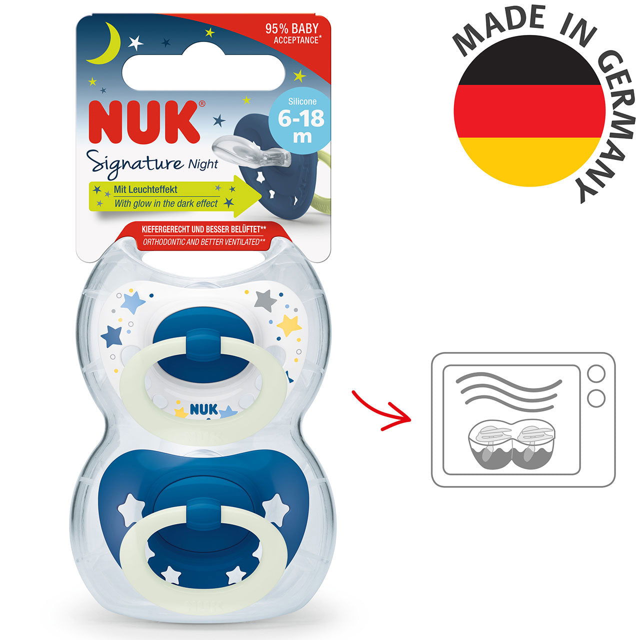 Nuk Signature Night Soother Size 2 - Boy (Pack of 2) - Little Lug