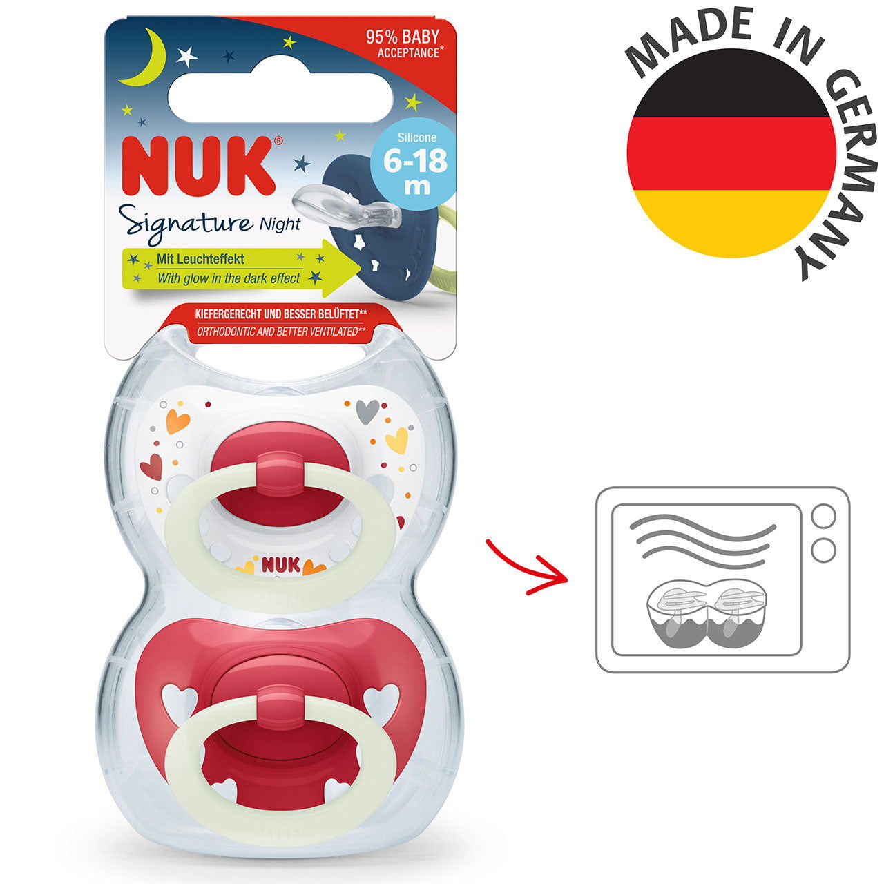 Nuk Signature Night Soother Size 2 - Girl (Pack of 2) - Little Lug