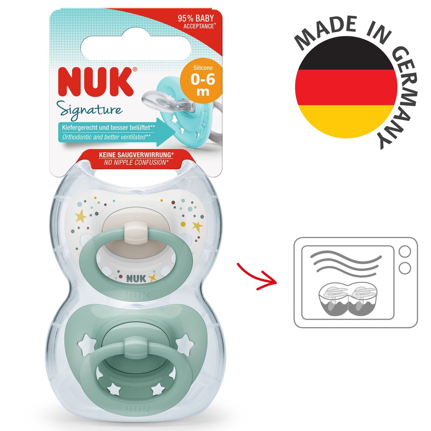 Nuk Signature Silicone Soother Size 1 - Boy (Pack of 2) - Little Lug