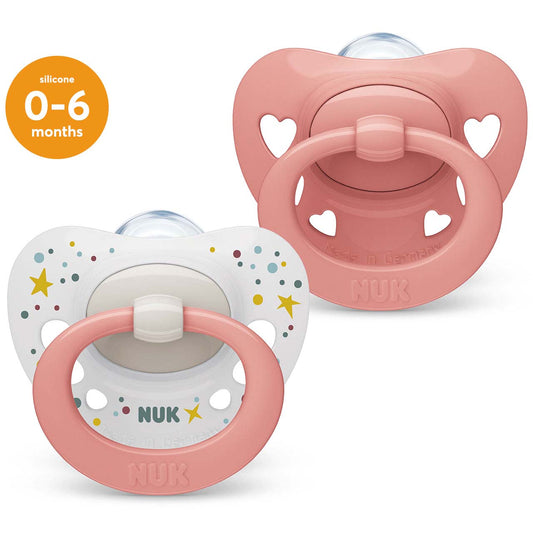 Nuk Signature Silicone Soother Size 1 - Girl (Pack of 2) - Little Lug