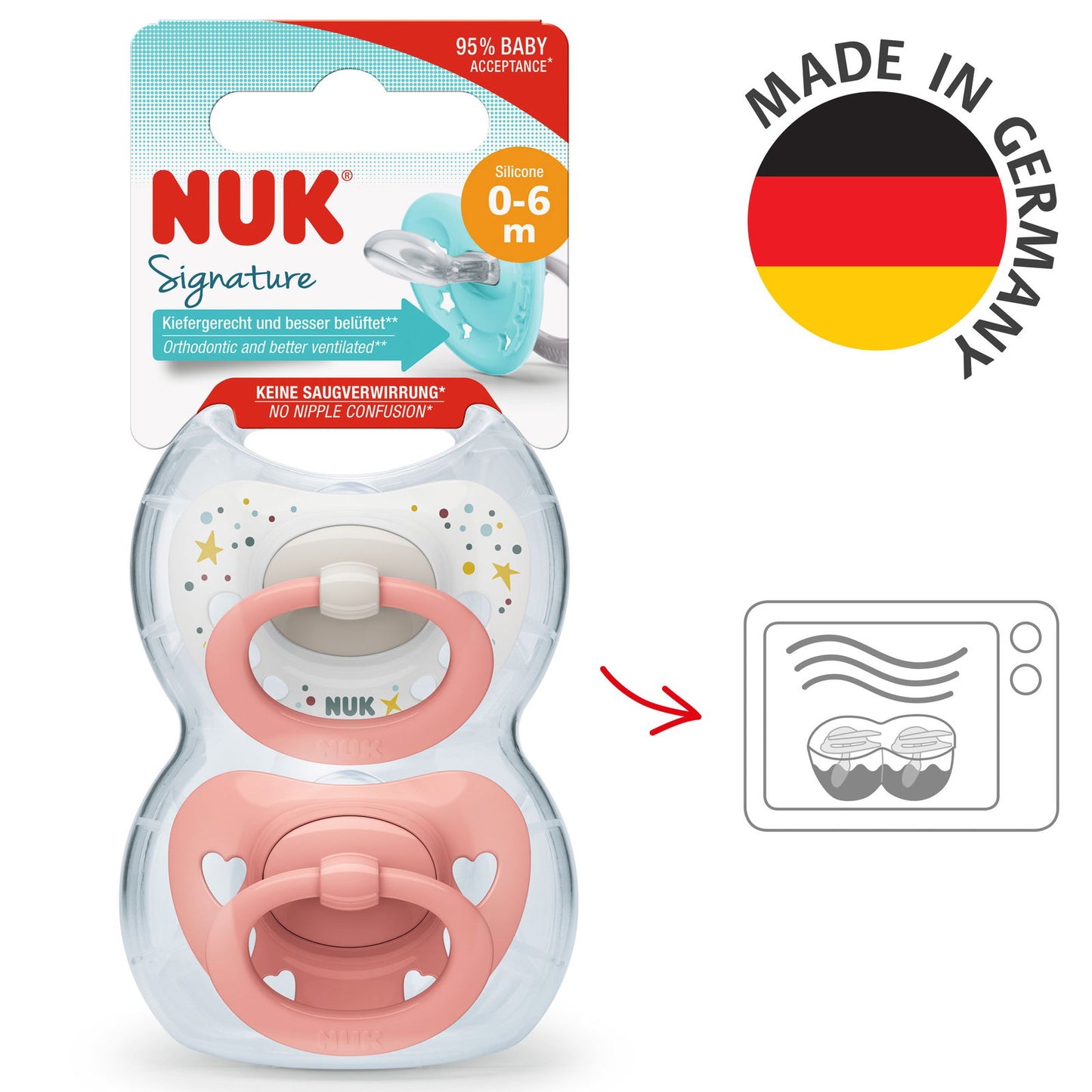 Nuk Signature Silicone Soother Size 1 - Girl (Pack of 2) - Little Lug