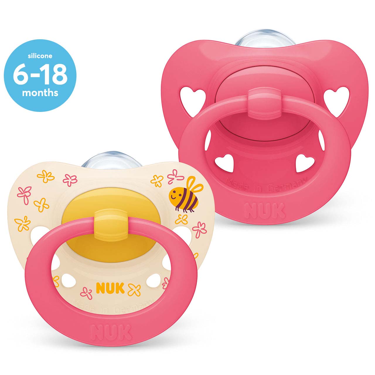 Nuk Signature Silicone Soother Size 2 - Girl (Pack of 2) - Little Lug