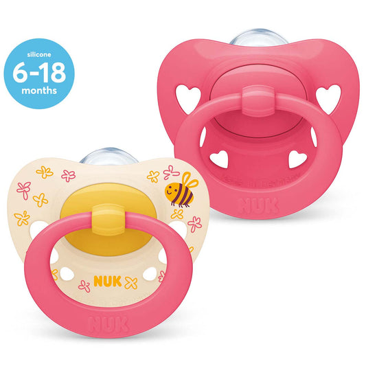 Nuk Signature Silicone Soother Size 2 - Girl (Pack of 2) - Little Lug