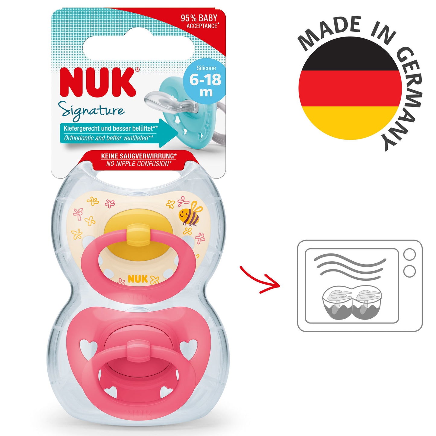 Nuk Signature Silicone Soother Size 2 - Girl (Pack of 2) - Little Lug