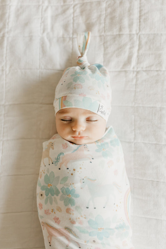 Copper Pearl Top Knot Hat Whimsy 0-4m