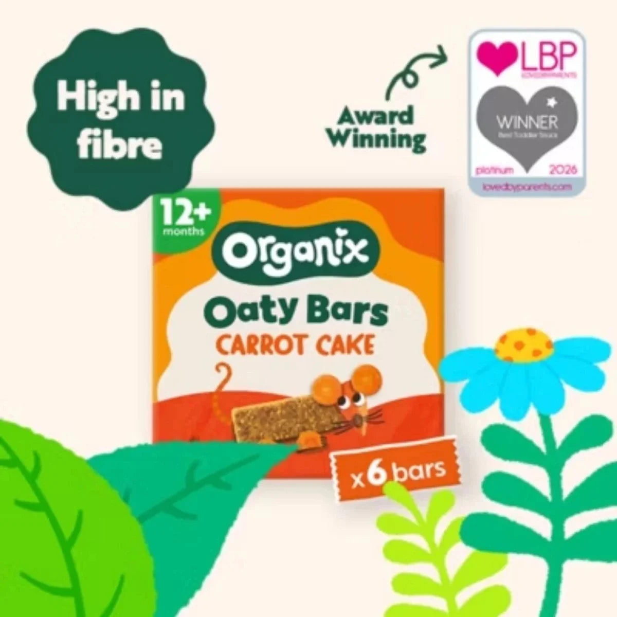 Organix Carrot Cake Organic Soft Oaty Bars 12+ months 138g (6x23g)