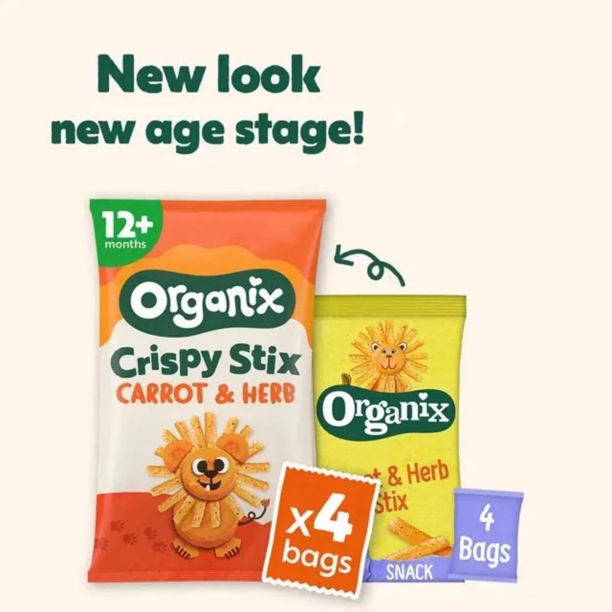 Organix Carrot & Herb Crispy Stix Puffs 12+ months 60g (4x15g)