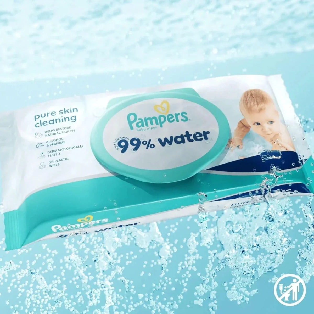 Pampers 99% Water Plastic Free Baby Wipes 12x60 pcs