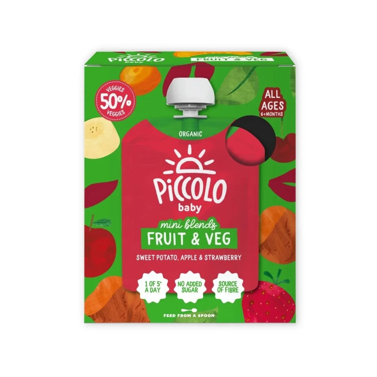 Piccolo Baby Fruit & Veg - Sweet Potato, Apple & Strawberry 6+ months 360g (4x90g)