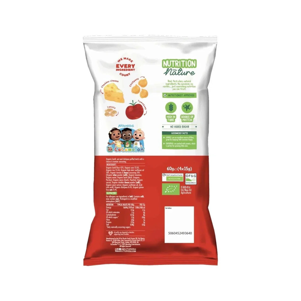 Piccolo Organic Multigrain Twirls Cheese & Tomato 60g (4 x 15g)