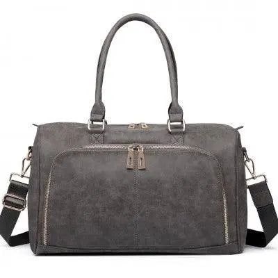 PU Leather Baby Changing Bag with Tote, Changing Mat and Buggy Straps (Available in Grey/Black) - Little Lug