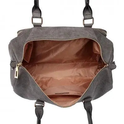 PU Leather Baby Changing Bag with Tote, Changing Mat and Buggy Straps (Available in Grey/Black) - Little Lug