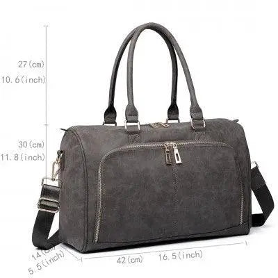 PU Leather Baby Changing Bag with Tote, Changing Mat and Buggy Straps (Available in Grey/Black) - Little Lug
