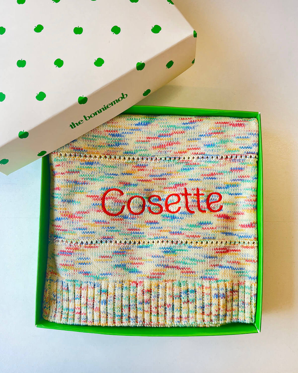 Personalised Space-Dye Organic Cotton Knitted Baby Blanket