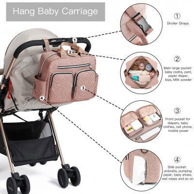 Pink Functional Baby Changing Shoulder Bag - Little Lug