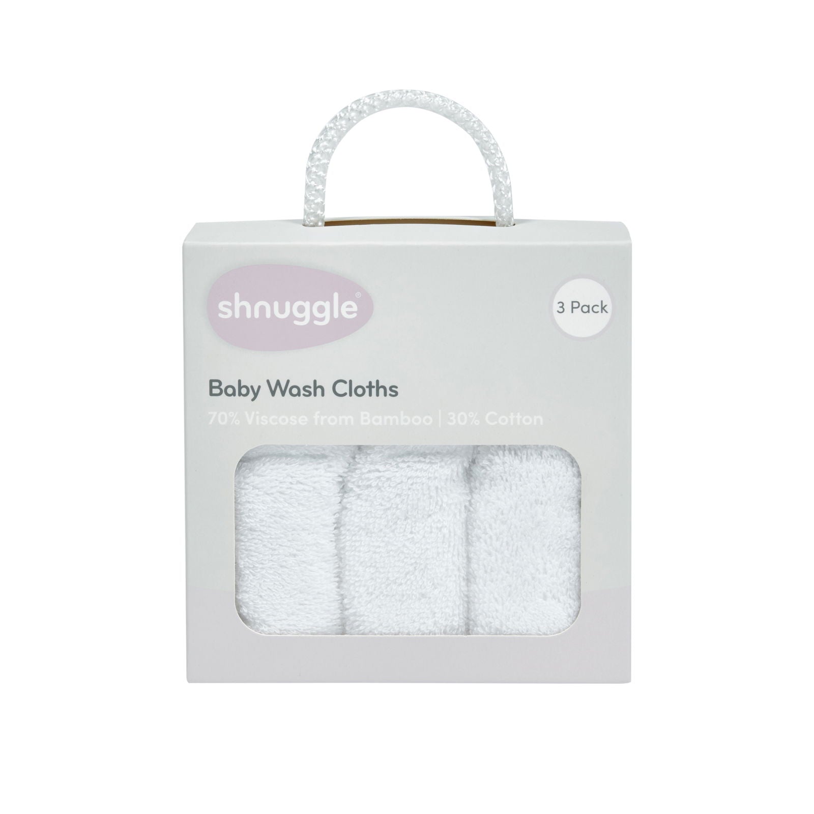 Shnuggle White Baby Wash Cloths - Pack of 3 - Little Lug