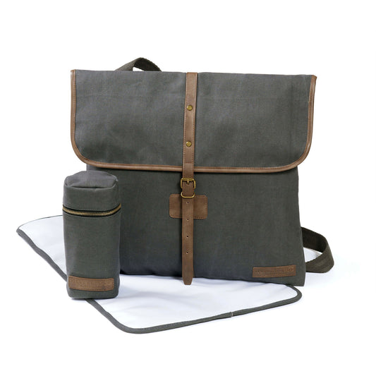 Silver Cloud Travel Satchel Baby Changing Bag with Bottle Bag and Changing Mat - Little Lug