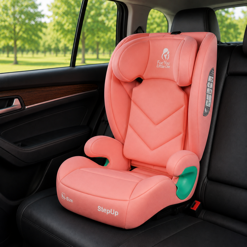 For Your Little One Stepup I-Size Belted 2/3 Car Seat Booster Seat - Blush Rose (4-12 Years)