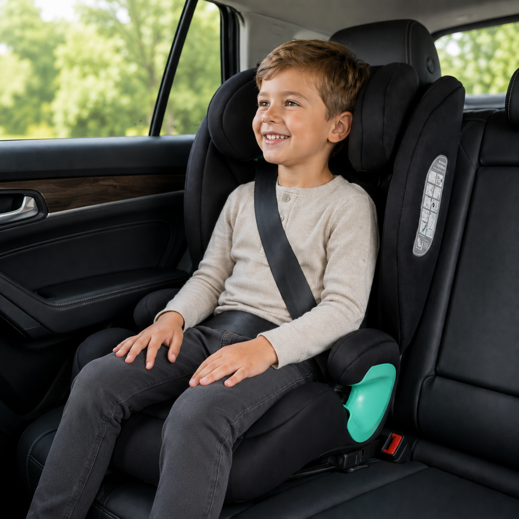 For Your Little One Stepup I-Size Belted 2/3 Car Seat Booster Seat - Midnight Black (4-12 Years)