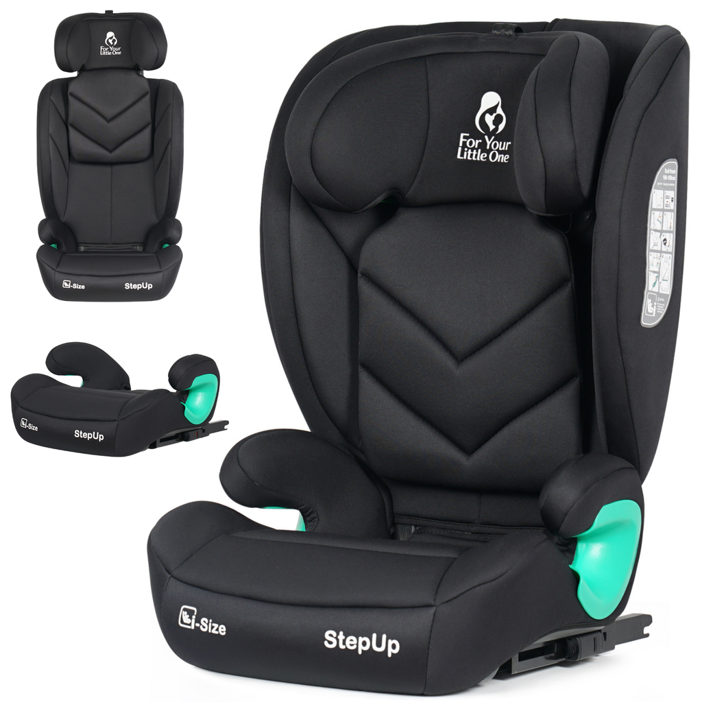 For Your Little One Stepup I-Size Isofix 2/3 Car Seat Booster Seat - Midnight Black (4-12 Years)