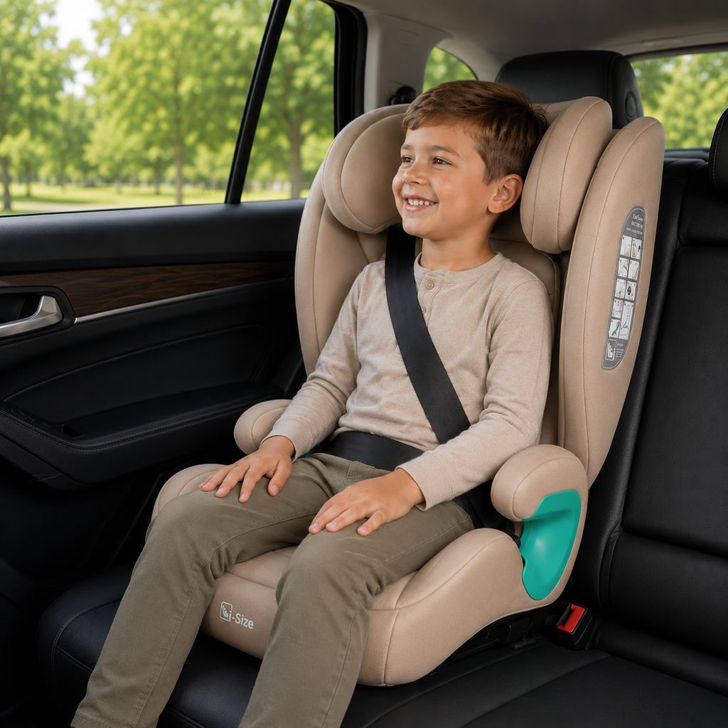 For Your Little One Stepup I-Size Belted 2/3 Car Seat Booster Seat - Latte Beige (4-12 Years)