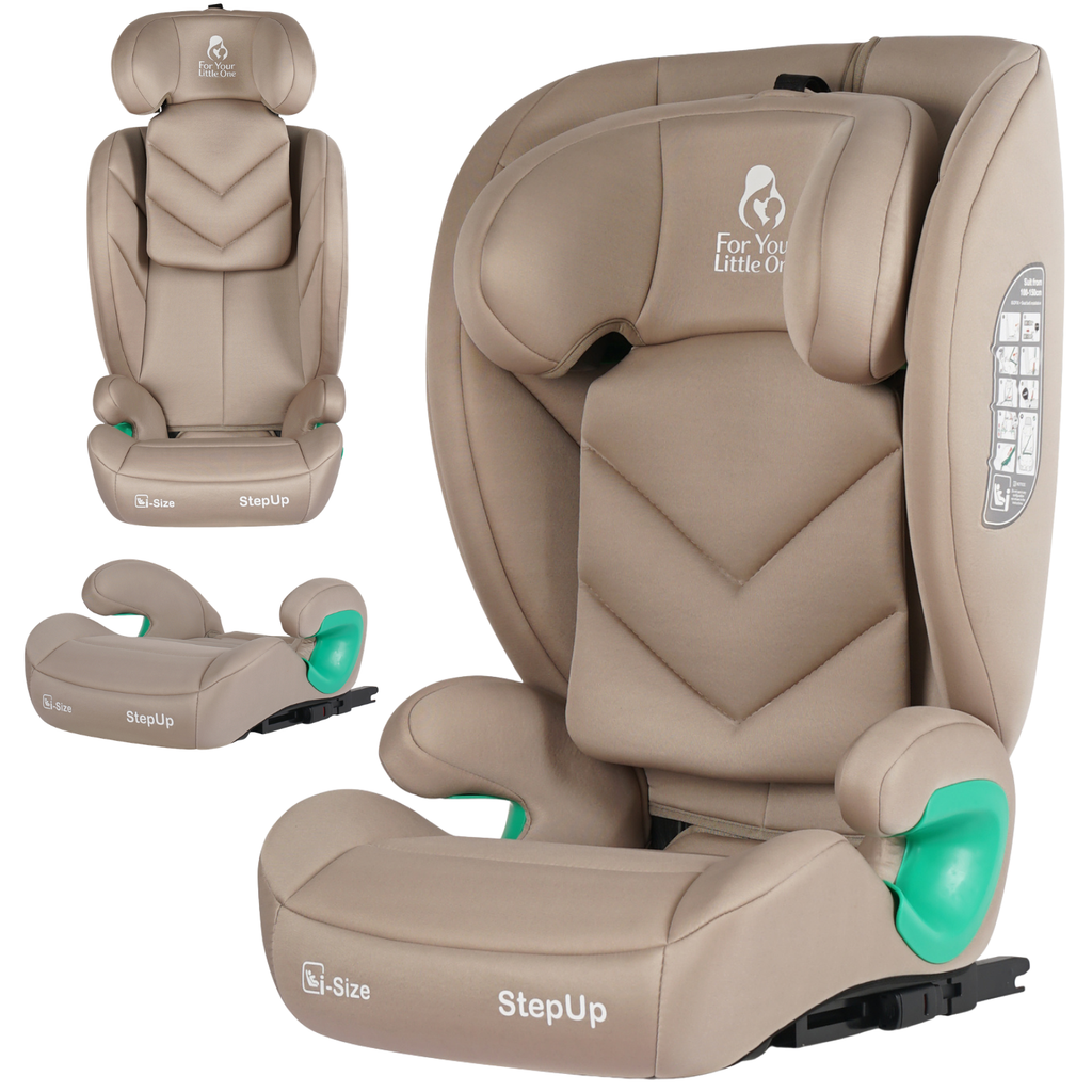 For Your Little One Stepup I-Size Isofix 2/3 Car Seat Booster Seat - Latte Beige (4-12 Years)