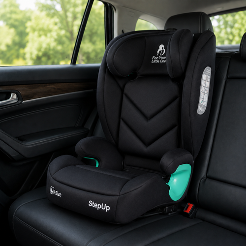 For Your Little One Stepup I-Size Isofix 2/3 Car Seat Booster Seat - Midnight Black (4-12 Years)